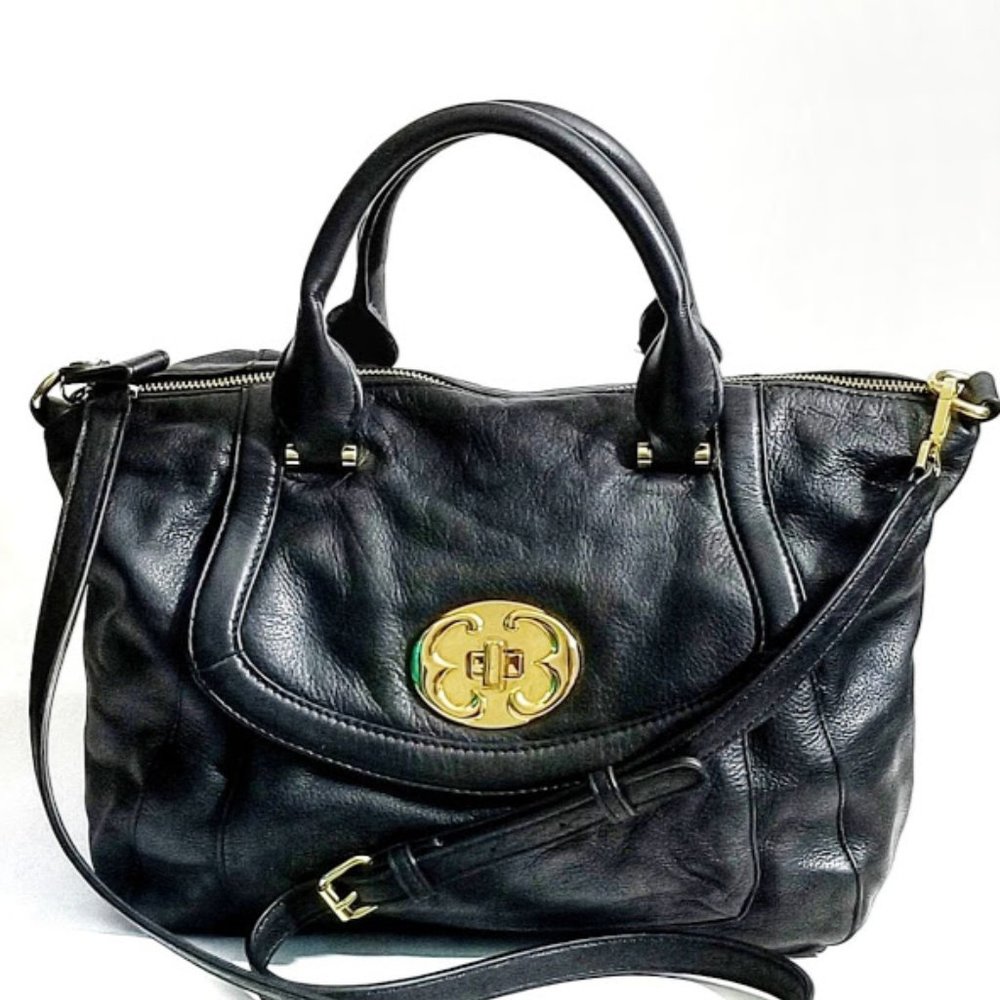 EMMA FOX- BLACK LEATHER SHOULDER BAG